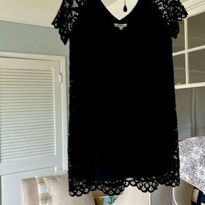 Adorable BB Dakota, black lace (lined), short sleeved dress, Size M